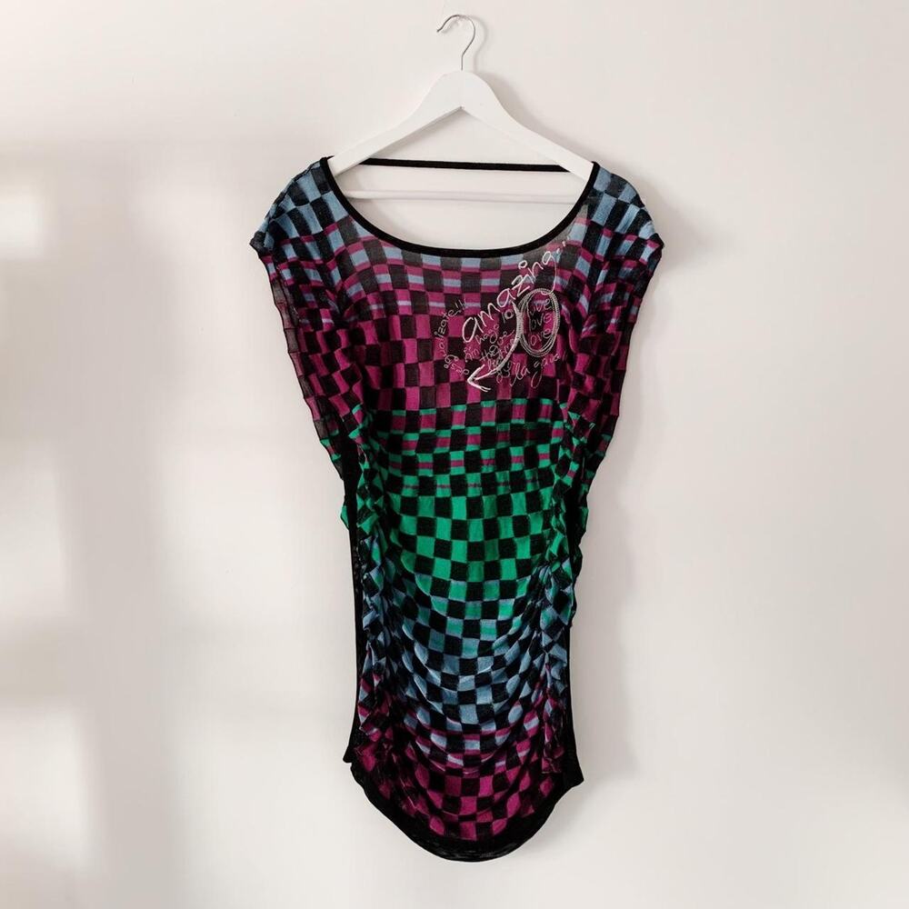 Y2K Desigual Checkered Dress S NWT - Picture 2 of 6
